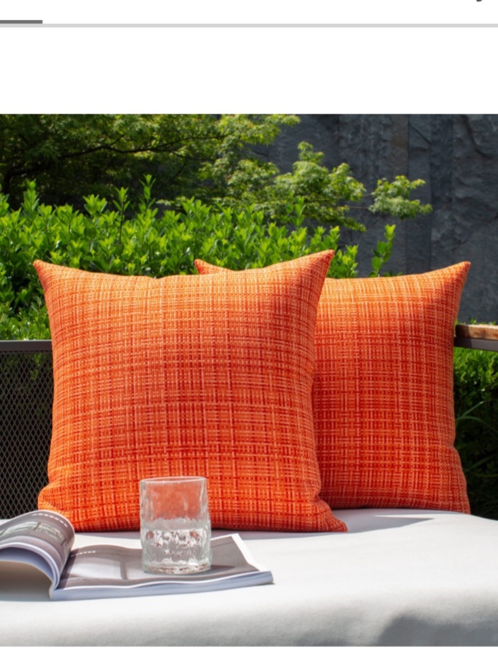Decorative PILLOW COVERS Outdoor Waterproof SQUARE 18x18” (2-pack) ORANGE